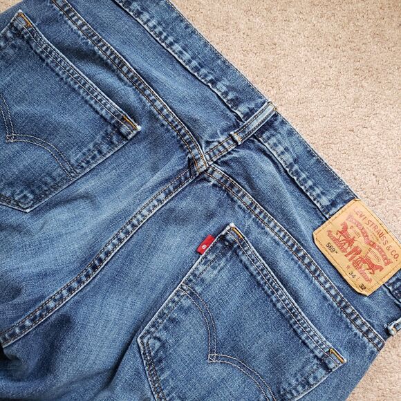 Levi's 569 34x32 (Fits 36x31) Mens Blue Denim Stonewash Straight Leg Jeans - Picture 4 of 10